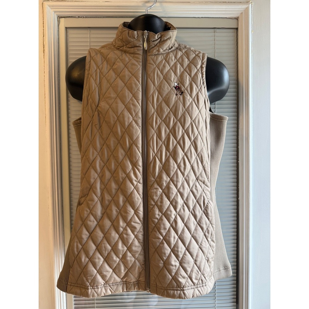 Straight Down Quilted Golf Vest Womens Small Tan Pinehurst Full Zip small